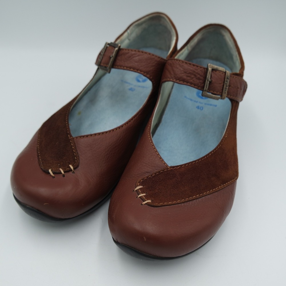 Wolky Argentina Mary Jane Brown Leather Suede Block Heel Pumps EU 40 US 9
